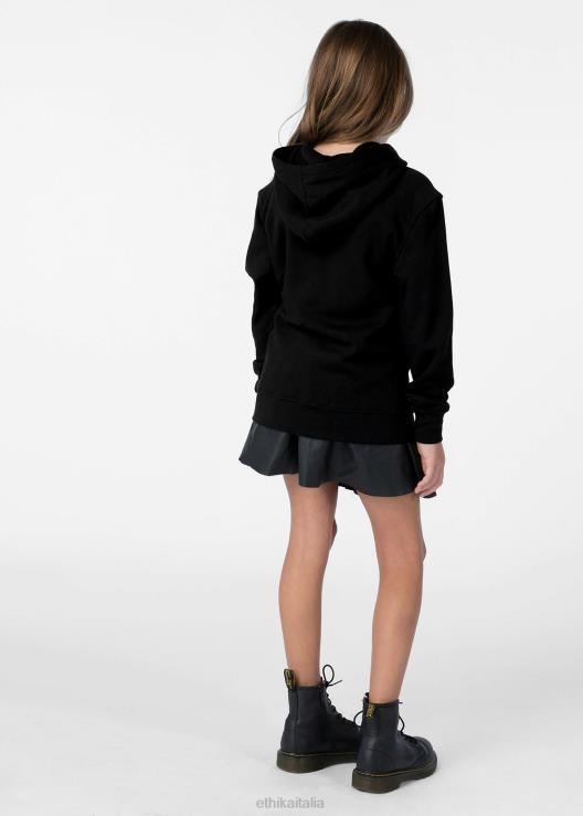 pullover con cappuccio nero ricamato ragazze Ethika 6P2X02031 vestiario