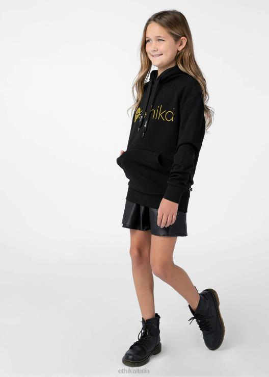 pullover con cappuccio ricamato in oro ragazze Ethika 6P2X02032 vestiario