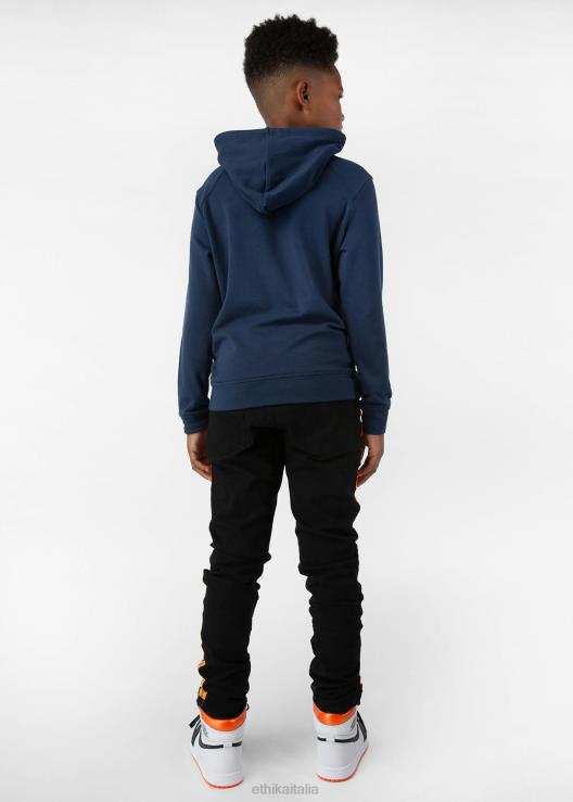 pullover con cappuccio blu scuro ragazzi Ethika 6P2X02021 vestiario