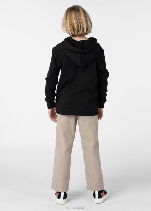 pullover con cappuccio nero ricamato ragazzi Ethika 6P2X02024 vestiario