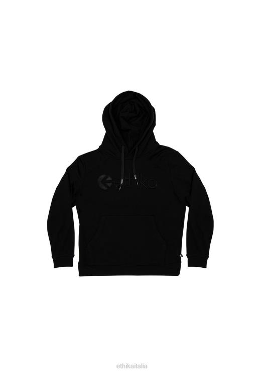 pullover con cappuccio nero ricamato ragazzi Ethika 6P2X02024 vestiario