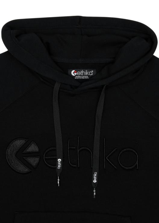 pullover con cappuccio nero ricamato ragazzi Ethika 6P2X02024 vestiario