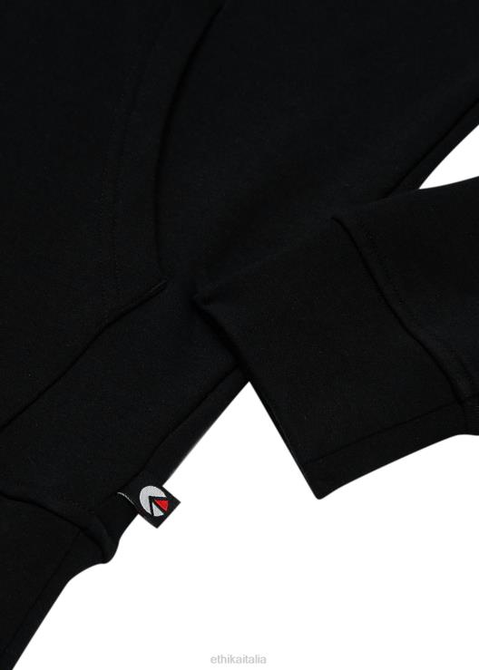 pullover con cappuccio nero ricamato ragazzi Ethika 6P2X02024 vestiario