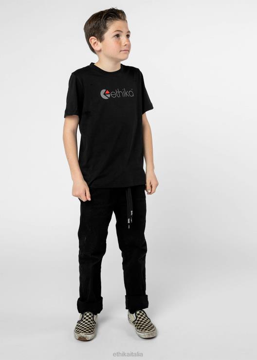 maglietta con grafica logo maglietta nera ragazzi Ethika 6P2X02010 vestiario