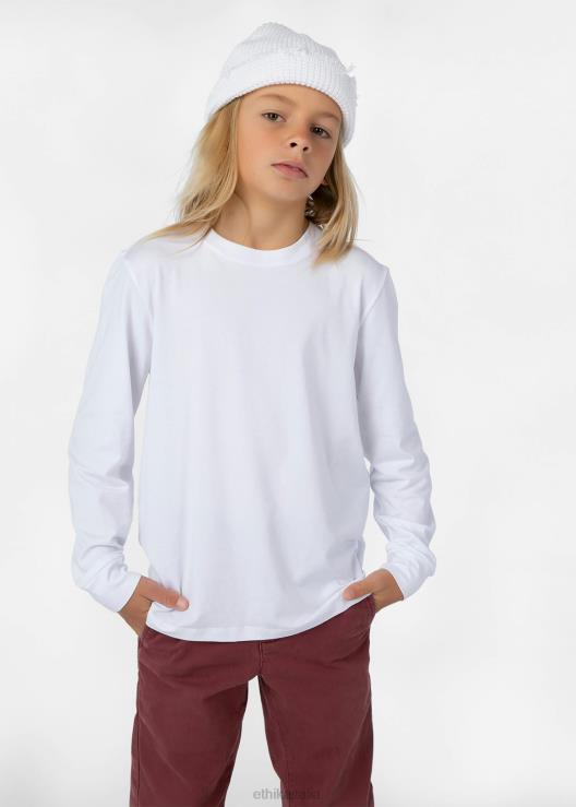 manica lunga - maglietta in modal dalla vestibilità classica bianca ragazzi Ethika 6P2X02007 vestiario
