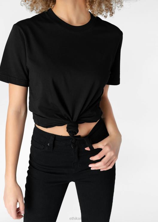 la maglietta aderente in modale dell'equipaggio - nera donne Ethika 6P2X01409 vestiario