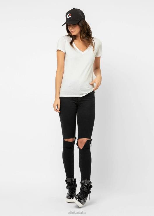 maglietta con scollo a V bianco sporco donne Ethika 6P2X01417 vestiario