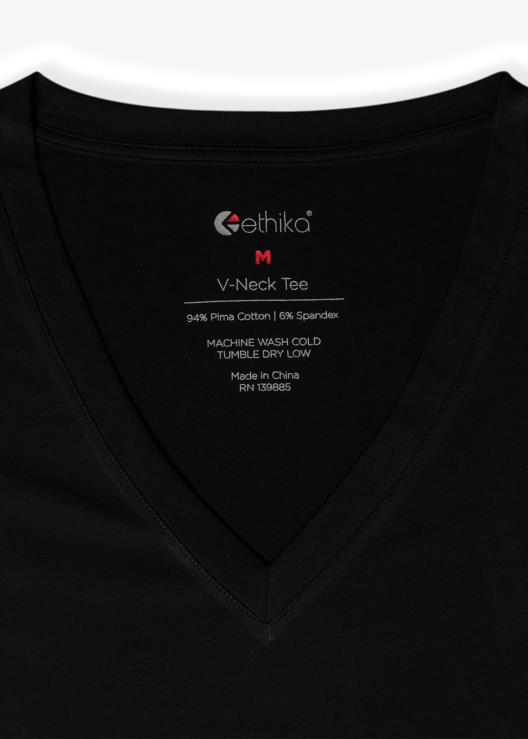 maglietta nera con scollo a V donne Ethika 6P2X01415 vestiario
