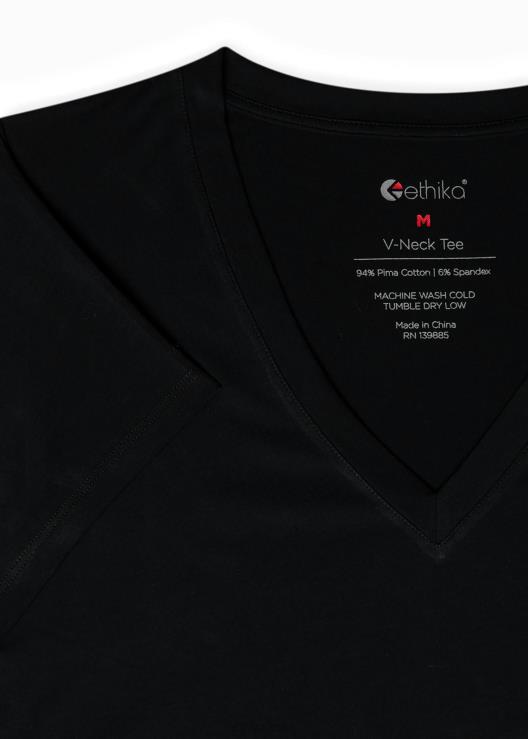 maglietta nera con scollo a V donne Ethika 6P2X01415 vestiario