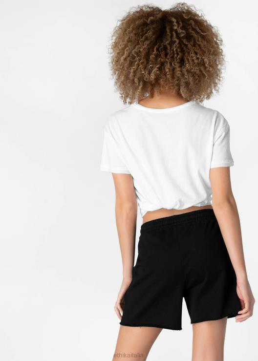 Pantaloncino in felpa corto con taglio vivo - nero donne Ethika 6P2X01498 vestiario