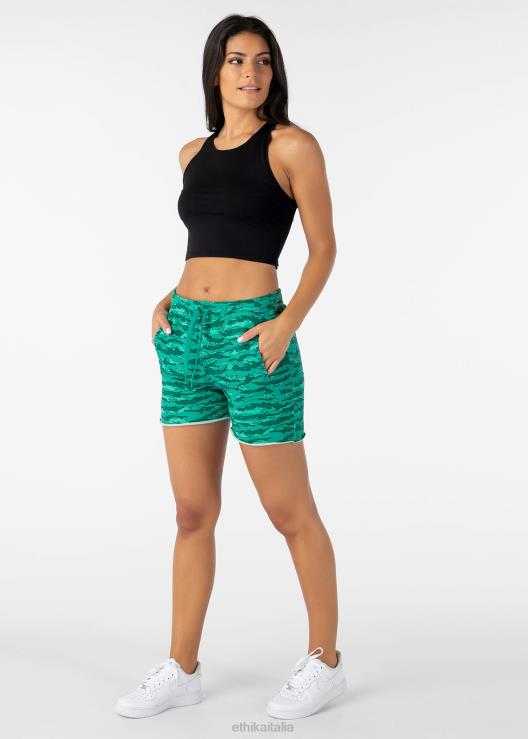 Shorts in felpa con bordi grezzi - tigre pop verde acqua donne Ethika 6P2X01524 vestiario