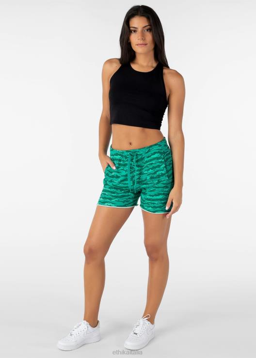 Shorts in felpa con bordi grezzi - tigre pop verde acqua donne Ethika 6P2X01524 vestiario