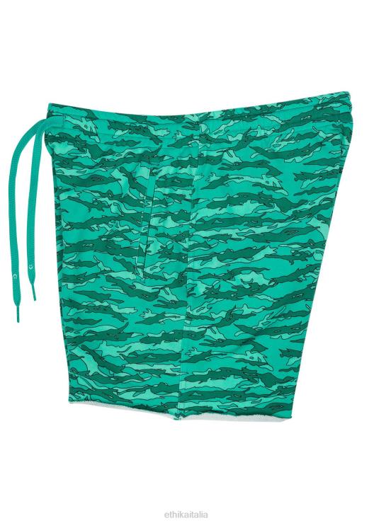 Shorts in felpa con bordi grezzi - tigre pop verde acqua donne Ethika 6P2X01524 vestiario