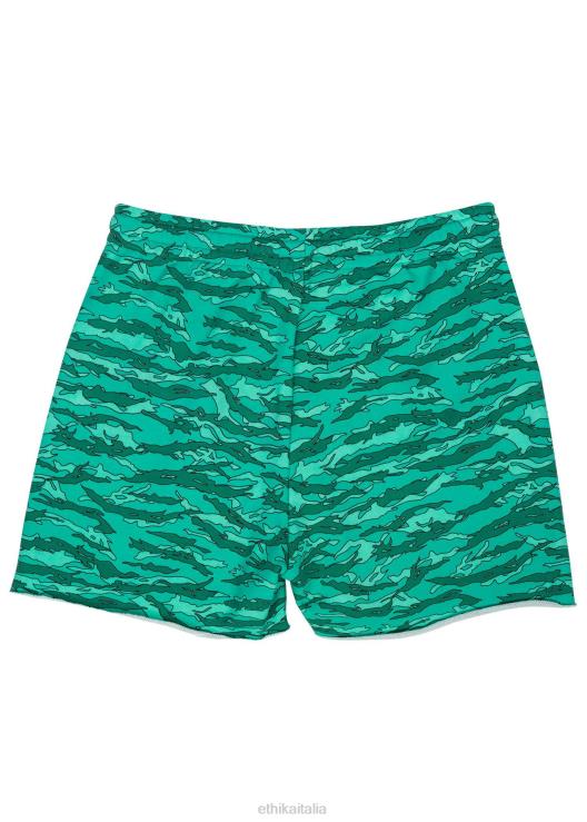 Shorts in felpa con bordi grezzi - tigre pop verde acqua donne Ethika 6P2X01524 vestiario