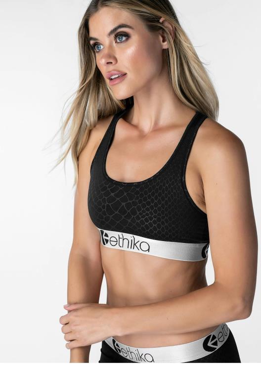 reggiseno sportivo in pitone goffrato - nero donne Ethika 6P2X01241 vestiario