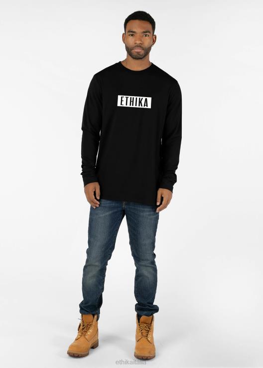 manica lunga - maglietta grafica bianco imperiale - nera uomini Ethika 6P2X0581 vestiario