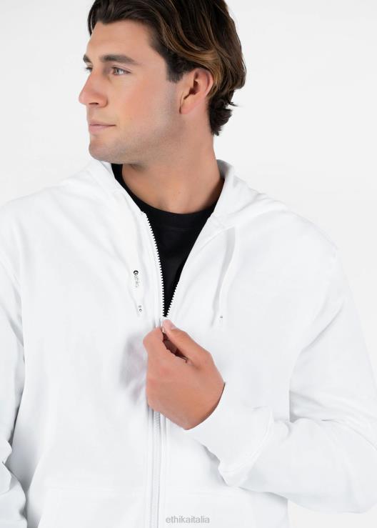 Felpa con cappuccio e zip - bianca uomini Ethika 6P2X0603 vestiario