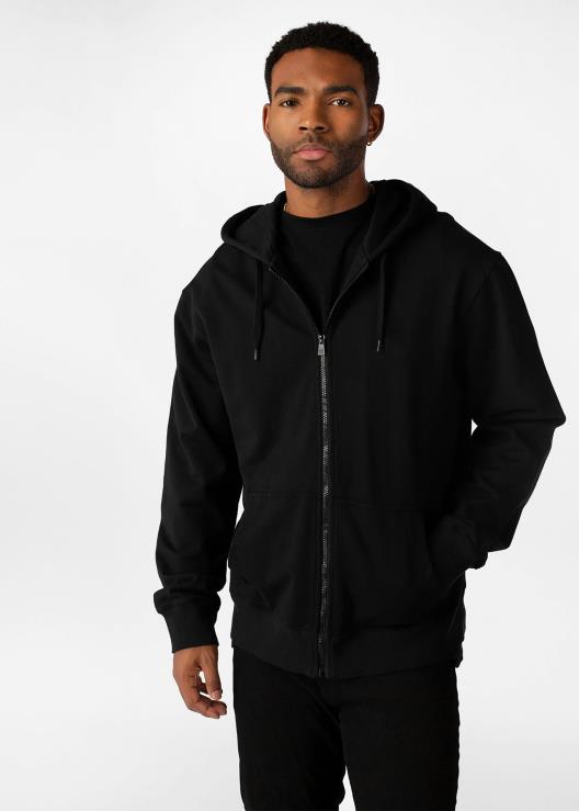 Felpa con cappuccio e zip - nera tinta unita uomini Ethika 6P2X0602 vestiario