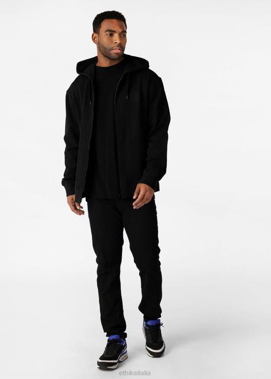 Felpa con cappuccio e zip - nera tinta unita uomini Ethika 6P2X0602 vestiario