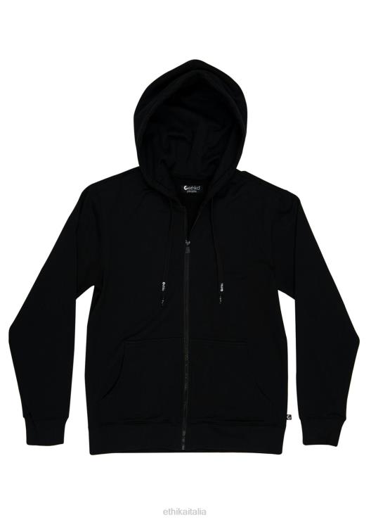 Felpa con cappuccio e zip - nera tinta unita uomini Ethika 6P2X0602 vestiario