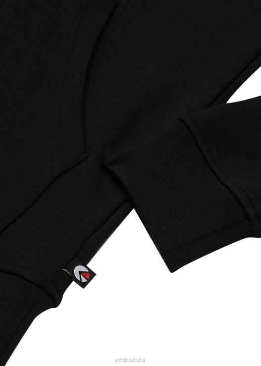 Felpa con cappuccio e zip - nera tinta unita uomini Ethika 6P2X0602 vestiario