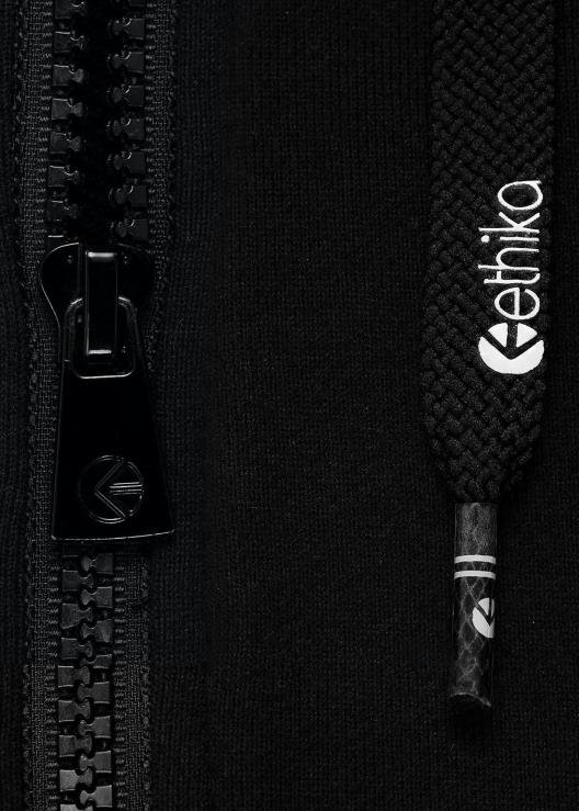 Felpa con cappuccio e zip - nera tinta unita uomini Ethika 6P2X0602 vestiario