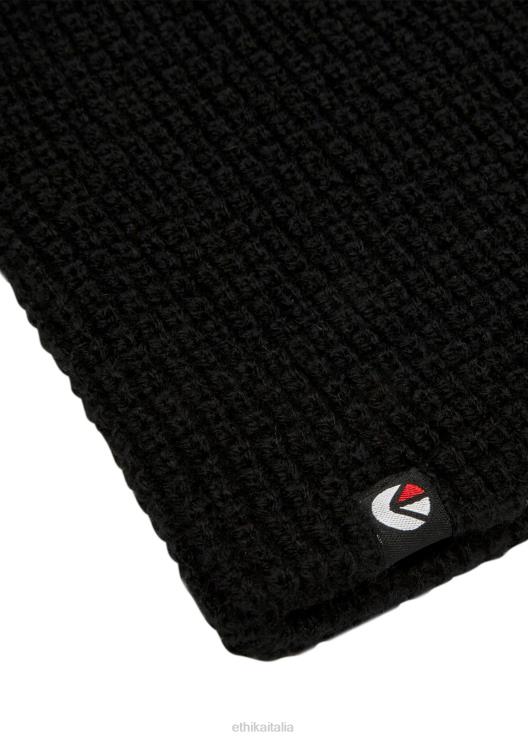 Berretto con piega in maglia termica - nero uomini Ethika 6P2X0700 Accessori